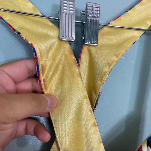 VTG Vintage‎ Cache Beaded Floral Watercolor Rainbow Size 2 Cut Out - Picture 3 of 16